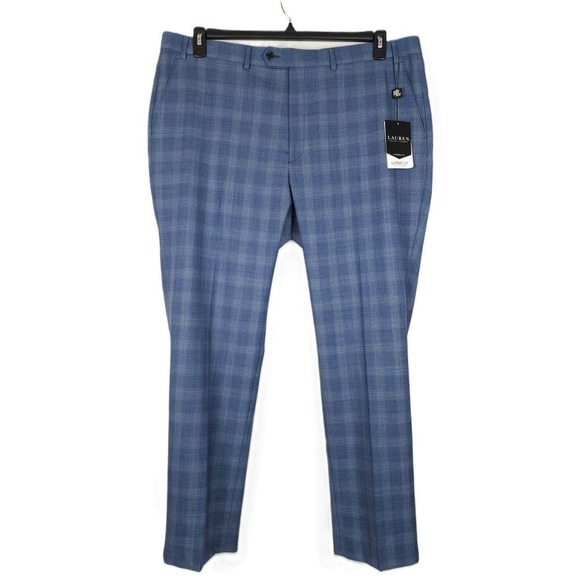 Lauren Ralph Lauren Classic-Fit Ultraflex Wool Suit Pants Blue Plaid 44x32 NWT - Picture 2 of 4